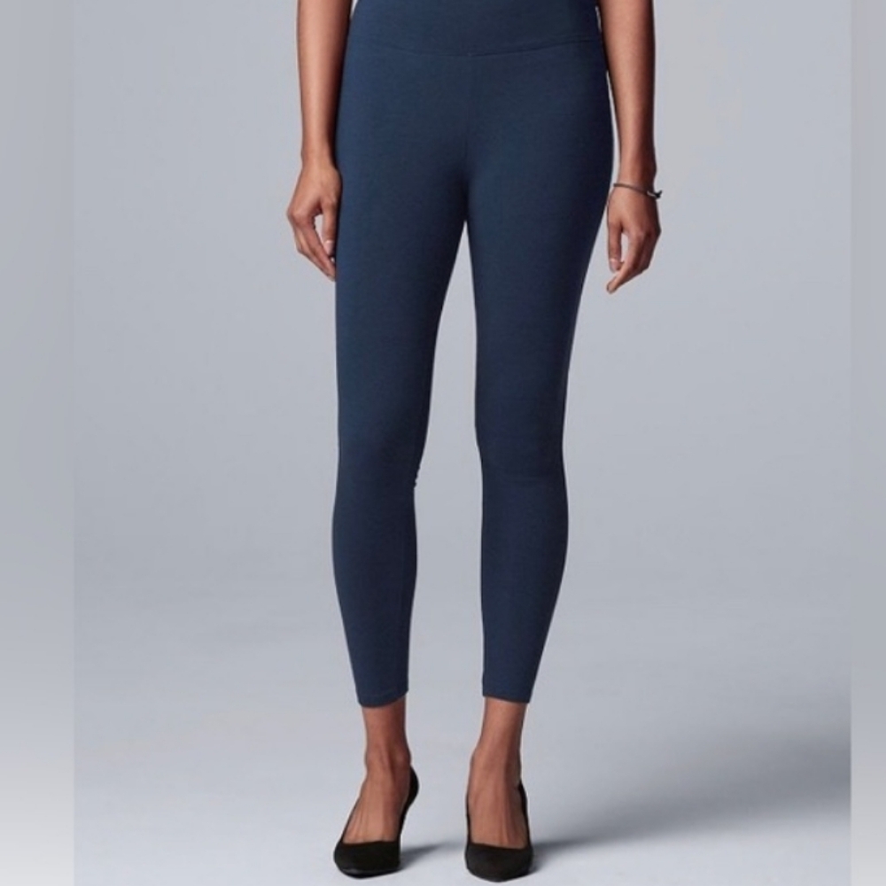 Vera Wang Luxe Cotton Leggings in Navy Sz Small NWT